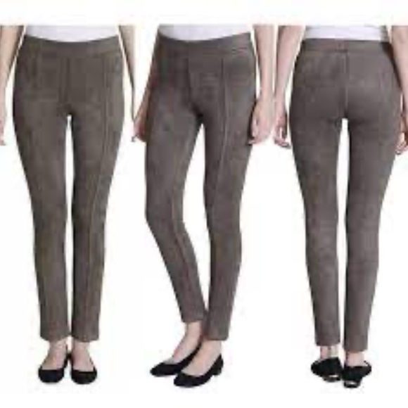 Andrew Marc Skinny Pull On Faux Suede Ponte Pants - Picture 1 of 6